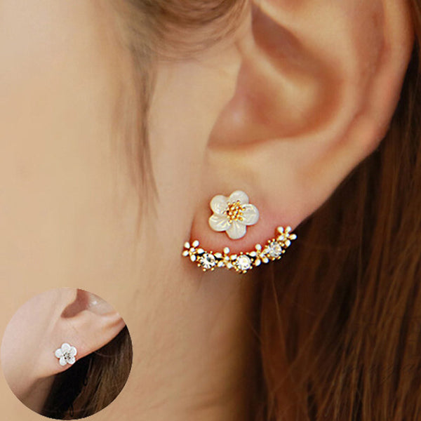 Flower Crystals Stud Earring