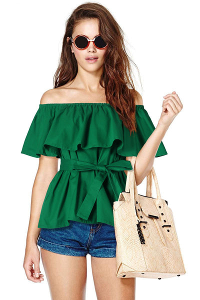 Off The Shoulder Ruffled Sleeve Top