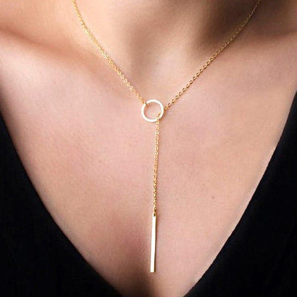 Bar Circle Long Necklace